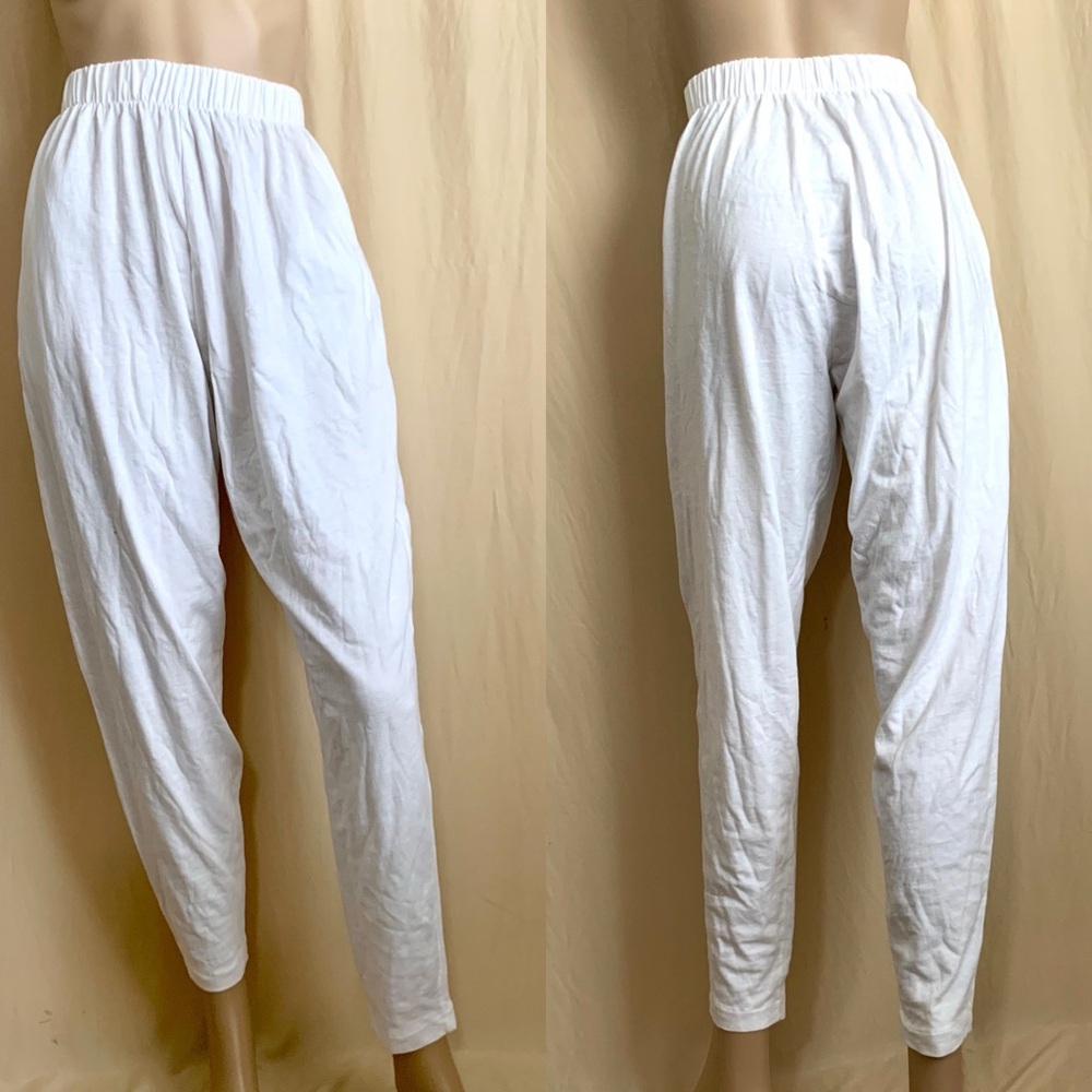 Vintage 80s BDP white cotton boxing pants casual high waisted pants easy pants